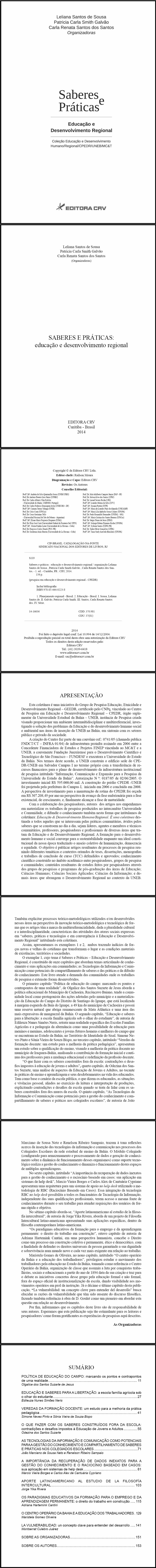 SABERES E PRÁTICAS:<br>educação e desenvolvimento regional